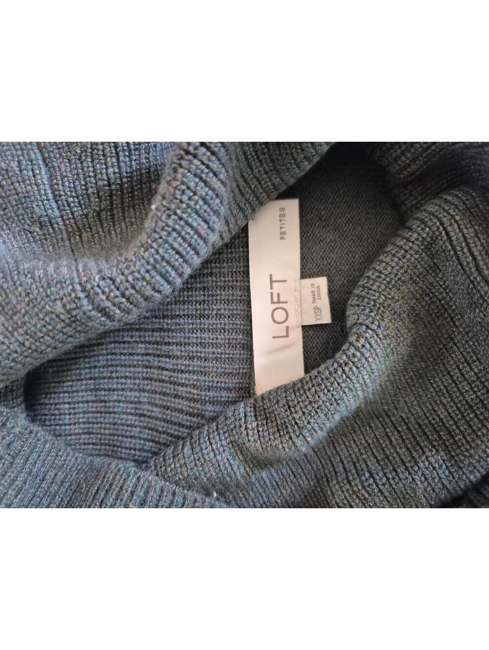 LOFT Petite Turtleneck Sweaters - Gray and Beige, Size XXSP - Picture 2 of 3